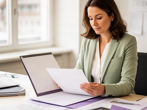 Liah Anderes an einem Arbeitstisch mit Reiseunterlagen und Schweizer Kontakten